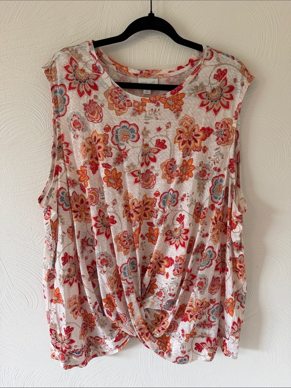 J Jill Love Linen Sleeveless Floral Twist-Front Top.  Size 3X.